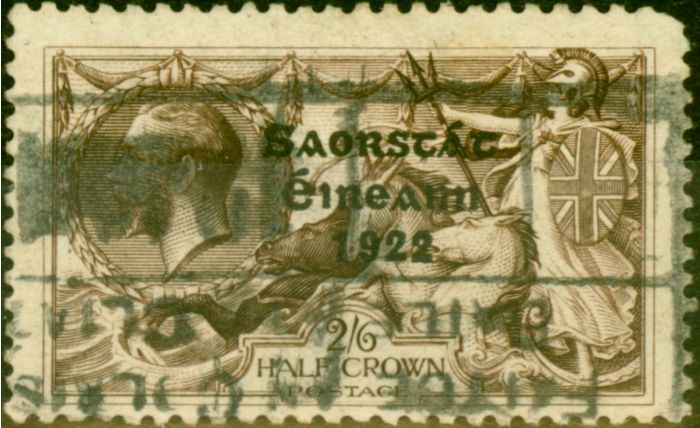 Rare Postage Stamp from Ireland 1922 2s6d Pale Brown SG64aa Good Used