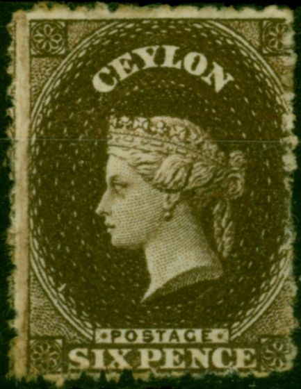 Ceylon 1862 6d Brown SG41 P.13 Fine & Fresh MM  Queen Victoria (1840-1901) Collectible Stamps