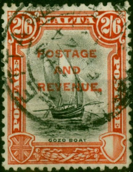 Malta 1928 2s6d Black & Vermilion SG189 Fine Used King George V (1910-1936) Old Stamps