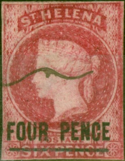 Collectible Postage Stamp from St Helena 1863 4d Carmine SG5 Good Used Contemporary Pen Cancel