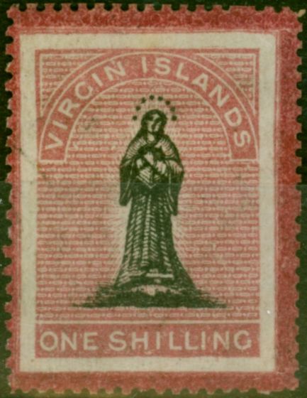 Rare Postage Stamp Virgin Islands 1867 1s Black & Rose-Carmine SG18 Greyish Paper SG20 Fine & Fresh Unused (2)