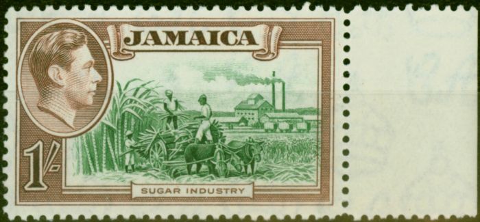Collectible Postage Stamp from Jamaica 1938 1s Green & Purple-Brown SG130 Very Fine MNH