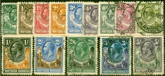 Rare Postage Stamp from Northern Rhodesia 1925-29 Set of 14 to 5s SG1-14 Fine Used