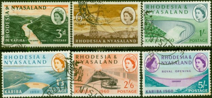 Rhodesia & Nyasaland 1960 Kariba Hydro Set of 6 SG32-37 Good to Fine Used  Queen Elizabeth II (1952-2022) Rare Stamps