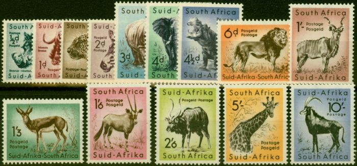 Old Postage Stamp South Africa 1954 Set of 14 SG151-164 Fine VLMM