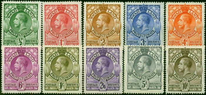 Swaziland 1933 Set of 10 SG11-20 Fine & Fresh MM King George V (1910-1936) Collectible Stamps