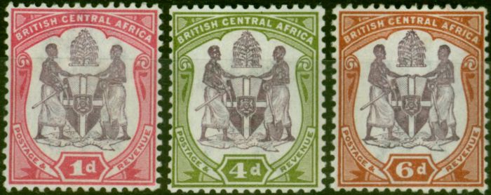 Rare Postage Stamp B.C.A Nyasaland 1901 Set of 3 SG57d-58 Fine VLMM