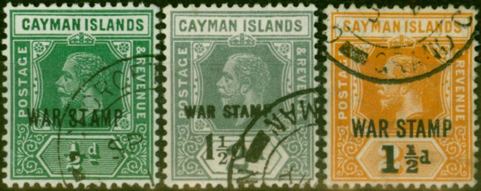 Collectible Postage Stamp Cayman Islands 1919-20 War Stamp Set of 3 SG57-59 V.F.U