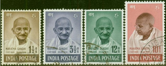India 1948 Gandhi Set of 4 SG305-308 Fine Used  King George VI (1936-1952) Old Stamps