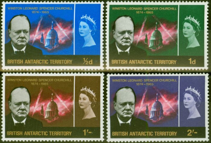 Old Postage Stamp from B.A.T 1966 Churchill set of 4 SG16-19 V.F Lightly Mtd Mint