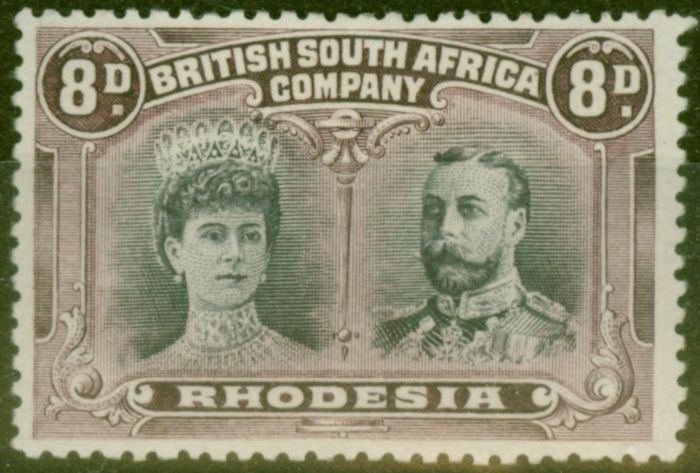 Valuable Postage Stamp from Rhodesia 1910 8d Grey-Purple & Purple SG185a P.13.5 Fine & Fresh Mtd Mint