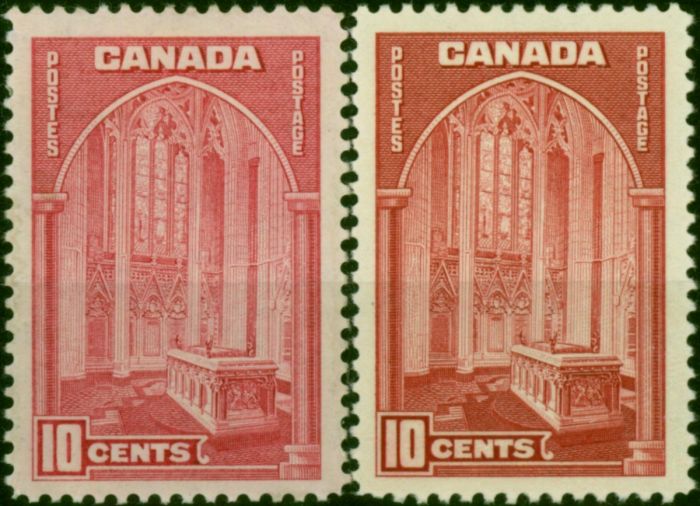 Canada 1938 10c Memorial Chamber Both Shades SG363-363a Fine LMM . King George VI (1936-1952) Mint Stamps