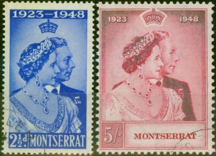 Montserrat 1949 RSW Set of 2 SG115-116 V.F.U  King George VI (1936-1952) Collectible Royal Silver Wedding Stamp Sets