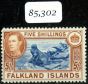 Rare Postage Stamp from Falkland Islands 1950 5s Steel Blue & Buff-Brown SG161d V.F Very Lightly Mtd Mint B.P.A Certificate