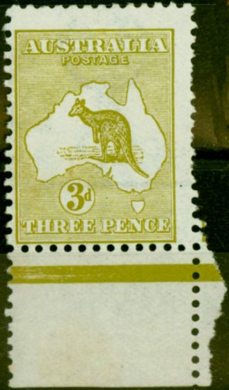Rare Postage Stamp from Australia 1913 3d Olive SG5 Good Lightly Mtd Mint