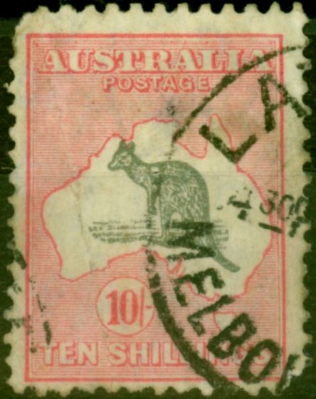 Old Postage Stamp from Australia 1932 10s Grey & Pink SG136 Poor Used