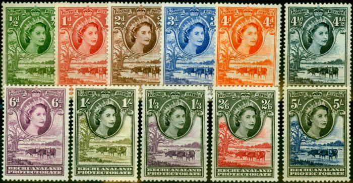 Valuable Postage Stamp from Bechuanaland 1955-58 Set of 11 to 5s SG143-153 Fine MNH