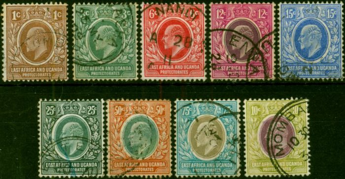 East Africa KUT 1907-08 Set of 9 SG34-42 Good Used (2). King Edward VII (1902-1910) Used Stamps