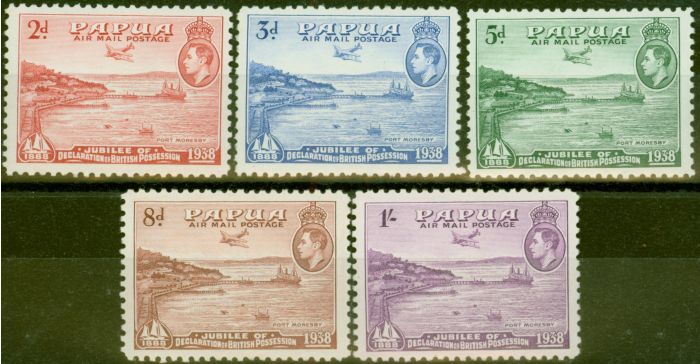 Old Postage Stamp from Papua 1938 Air set of 5 SG158-162 V.F Lightly Mtd Mint