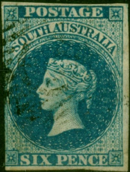 South Australia 1857 6d Slate Blue SG10 Good Used  Queen Victoria (1840-1901) Old Stamps