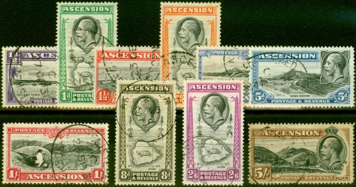 Collectible Postage Stamp from Ascension 1934 Set of 10 SG21-30 V.F.U