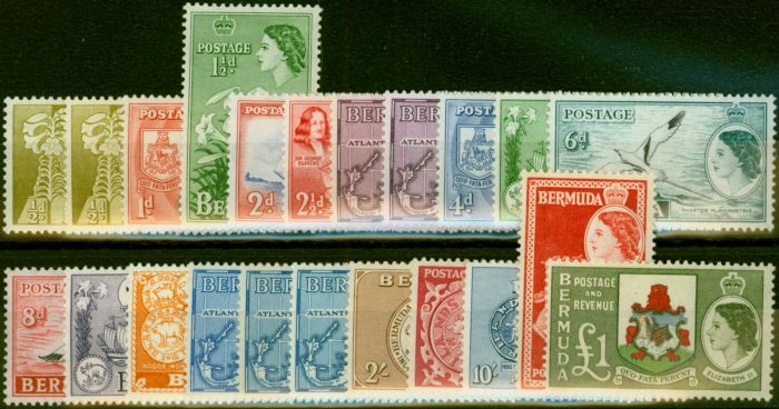 Old Postage Stamp Bermuda 1953-57 Extended Set of 22 SG135-150 Fine LMM