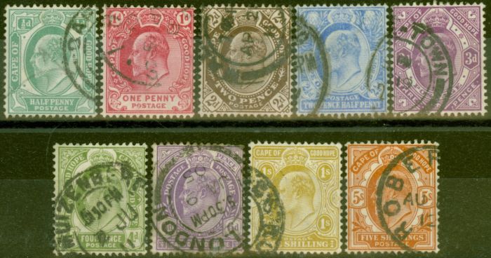 Rare Postage Stamp from Cape of Good Hope 1902-04 set of 9 SG70-78 Good Used