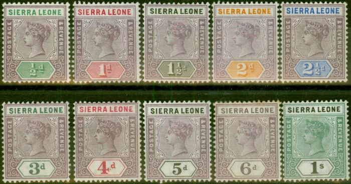 Collectible Postage Stamp Sierra Leone 1896-97 Set of 10 to 1s SG41-50 V.F & Fresh MM