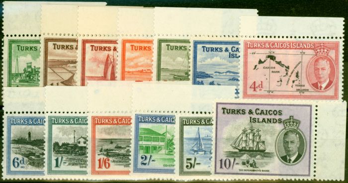 Old Postage Stamp from Turks & Caicos Islands 1950 Set of 13 SG221-233 Fine MNH